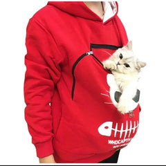 Cat lovers hoodie with kangaroo pocket and animal ears, designed for cuddling pets, offering comfort and style for pet owners.