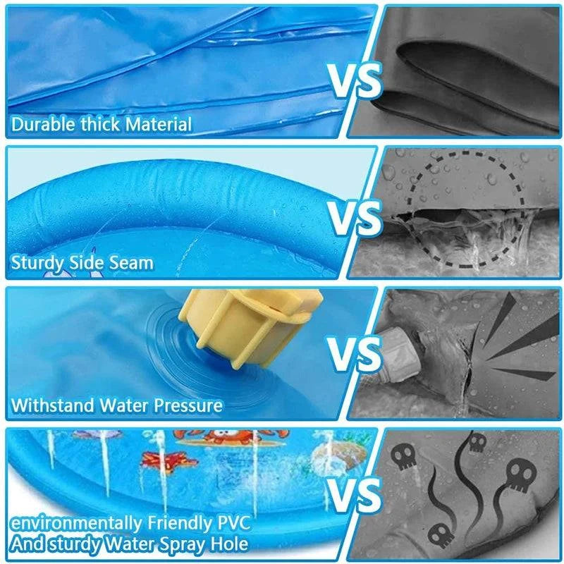 150cm pet play splash mat durable material features with water spray and PVC construction.