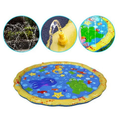 150cm Pet Play Splash Mat with water spray fountain for kids and dogs, durable inflatable sprinkler pad.
