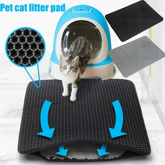 "Waterproof double-layer pet litter mat for cats, non-slip washable mat"