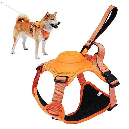Dog Harness and Retractable Leash Set with adjustable, breathable design and anti-burst safety features.
