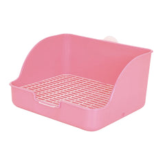 PP plastic rabbit litter box in rectangular shape, ideal for small animals like chinchillas and bunnies, designed for easy cleaning.