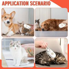 "3-in-1 cat steam brush with 360° rotating handle for hair removal and massage"