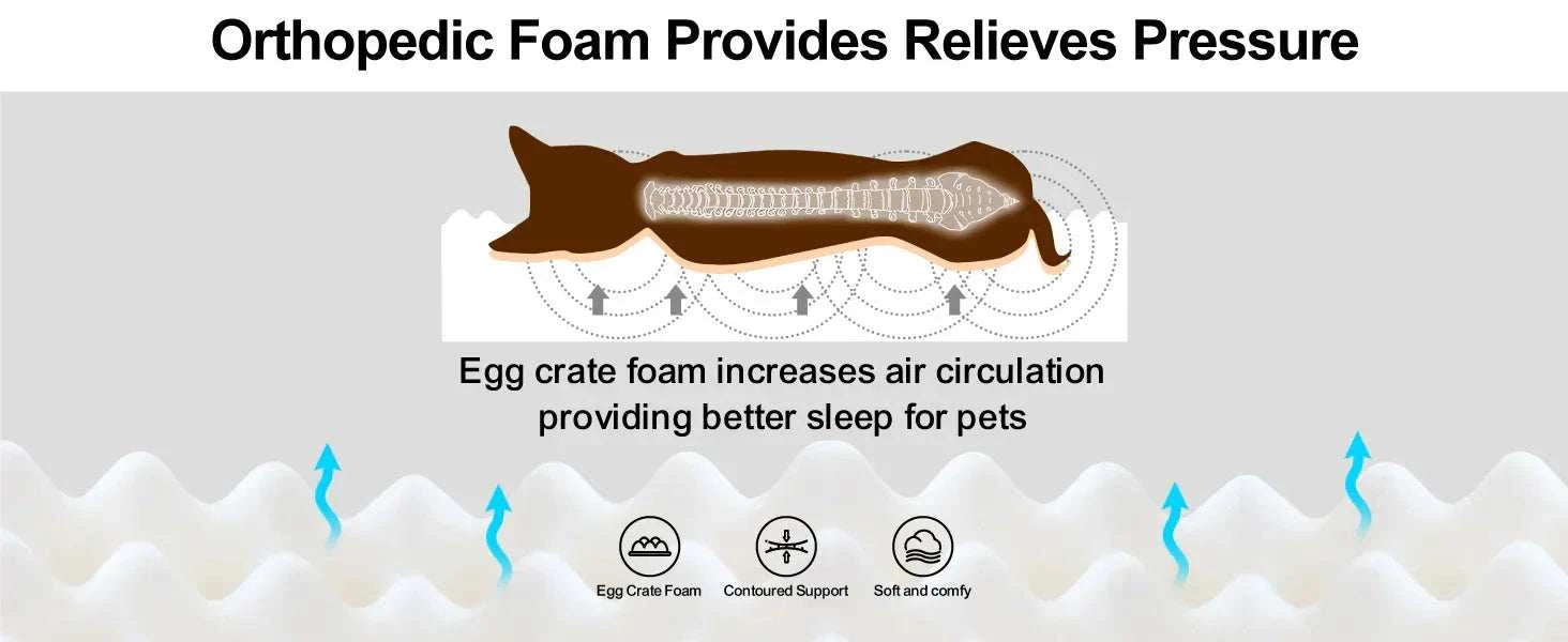 Mewoofun orthopedic cat and small dog bed featuring egg foam construction and a removable washable cover for added comfort and hygiene.