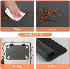protect Absorbent pet feeding mat with waterproof rubber backing, designed for food and water bowls for dogs and cats, featuring a quick-dry surface.