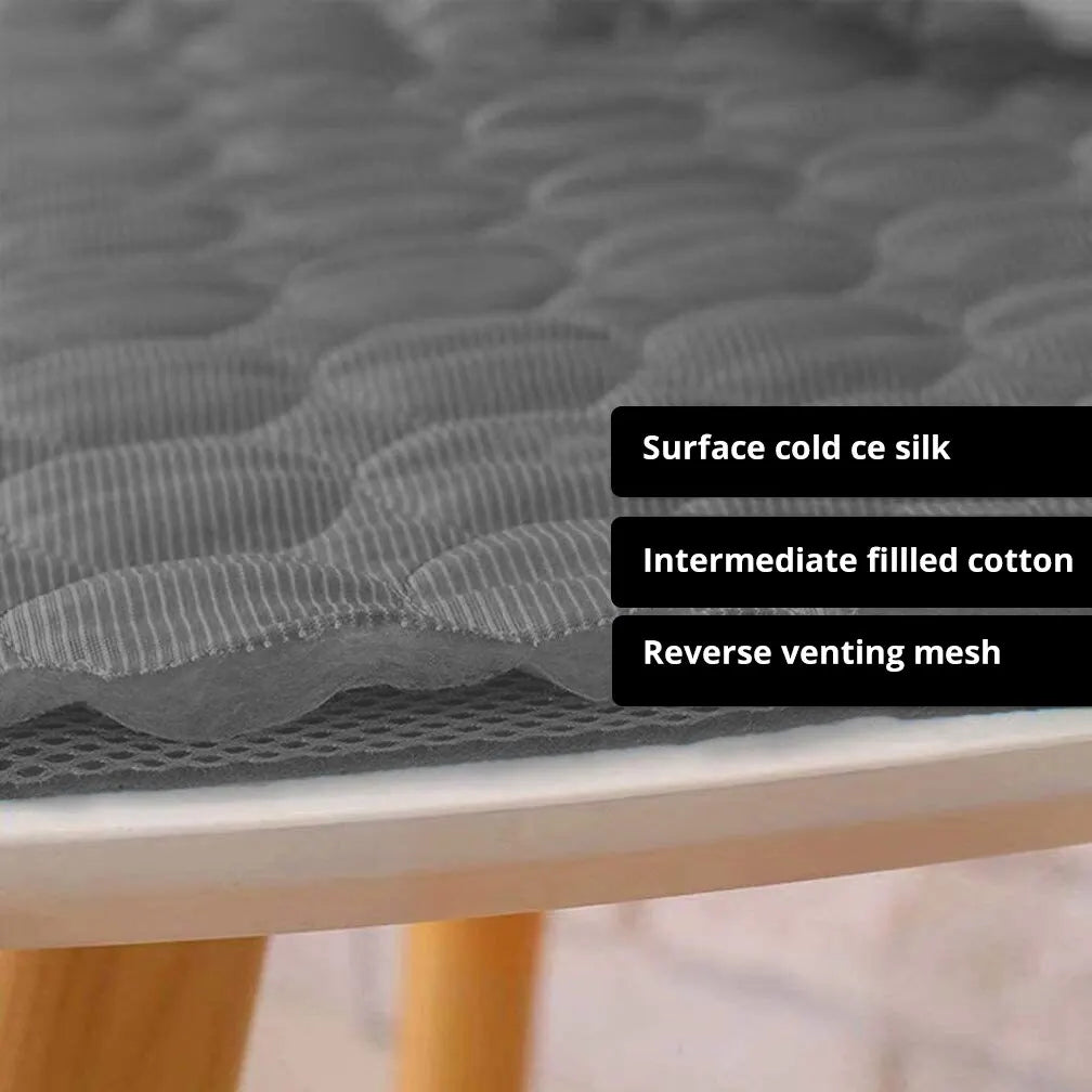 "Grey ice silk cooling pad for small pets, ideal for summer comfort"
