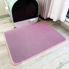 "Waterproof double layer cat litter mat with non-slip and easy-to-clean design"