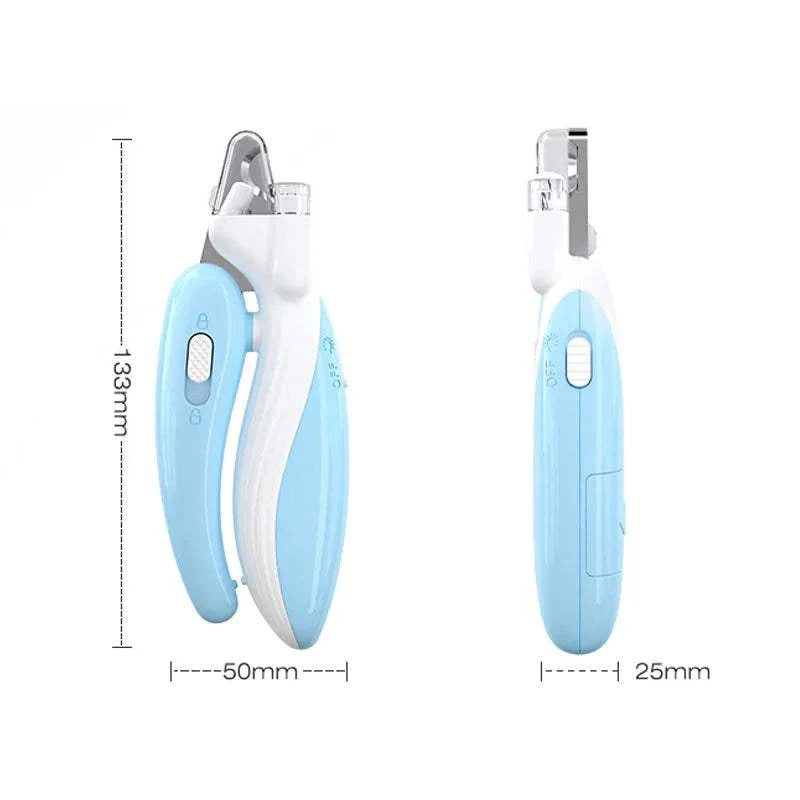 Professional pet nail clippers with LED light and ergonomic handle for safe grooming.