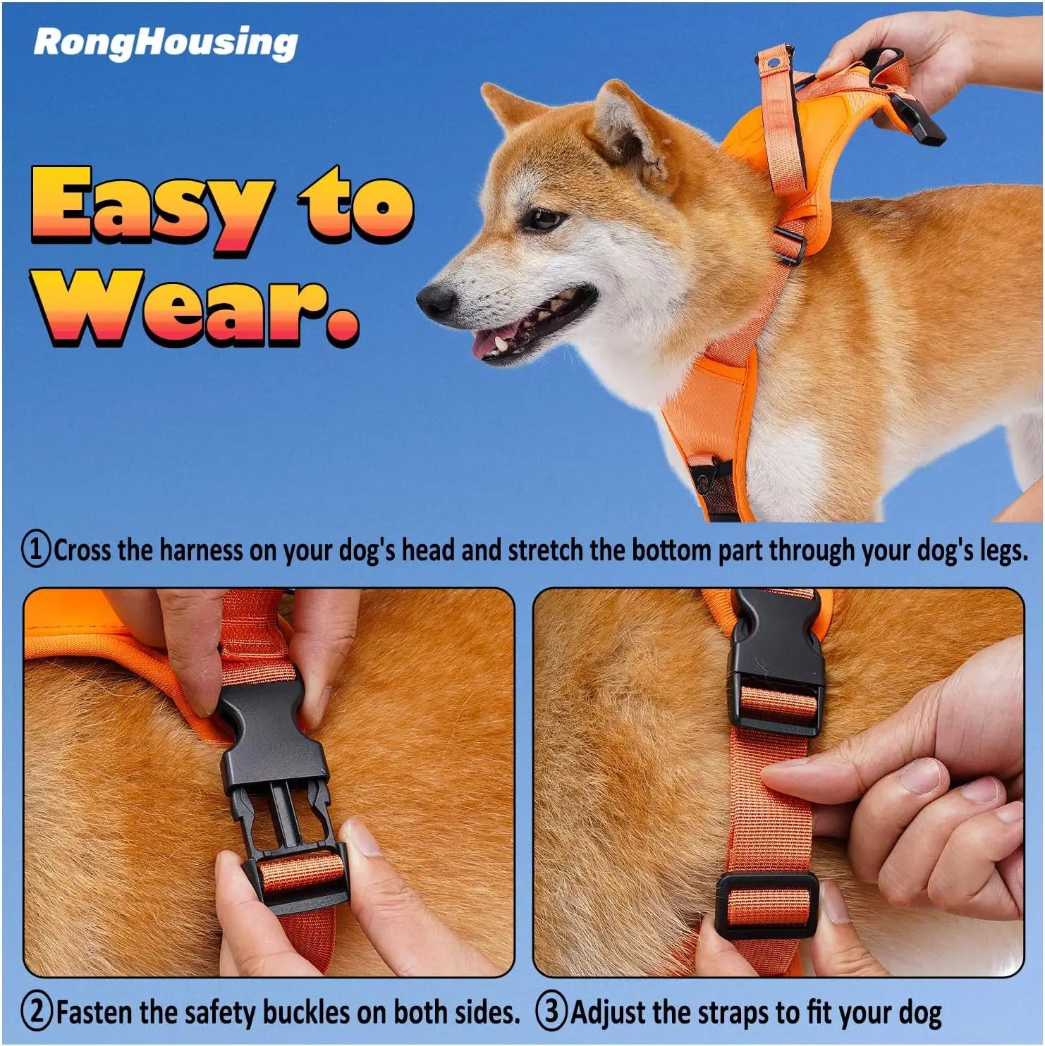 Dog Harness and Retractable Leash Set with adjustable, breathable design and anti-burst safety features.