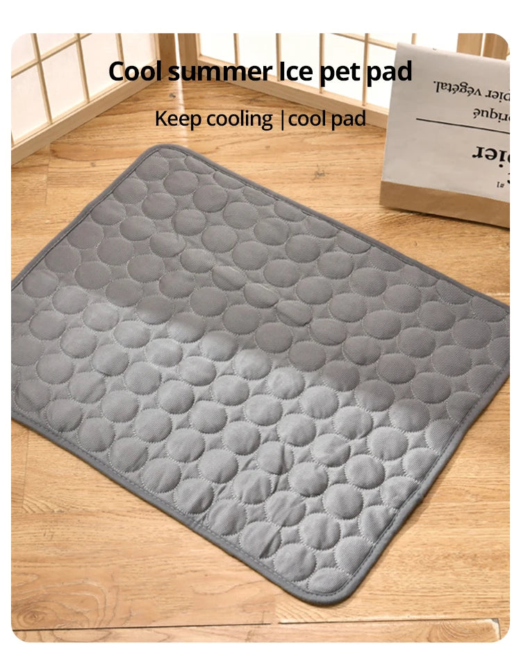 Grey Ice Silk Cooling Pad for Pets | Breathable & Washable Summer Mat - SHAPPYDAY