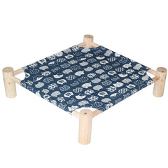 "Detachable raised cat hammock bed with moisture-proof washable mat, ideal for cats and small dogs"