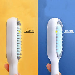 "Double-sided pet hair removal brush for cats and dogs with grooming wipes"
