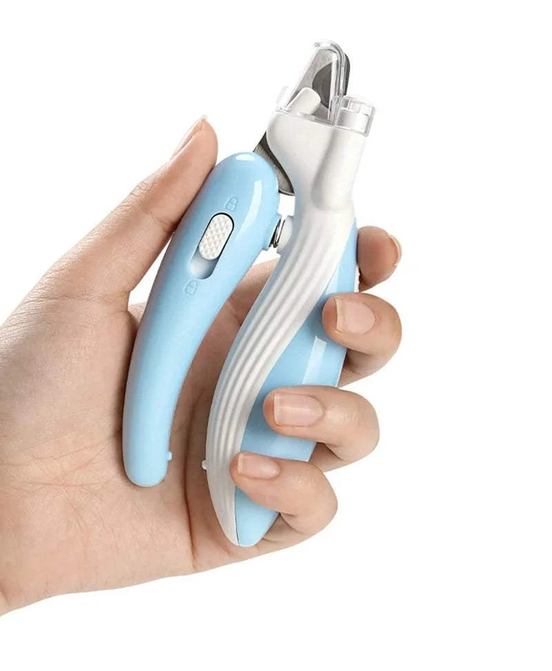 Professional pet nail clippers with LED light and ergonomic handle for safe grooming.