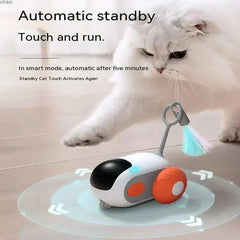 Wireless remote control electric cat toy with interactive teaser stick for active play, featuring gravity sports car design.