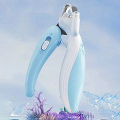 Professional Pet Nail Clippers with LED Light, ergonomic handle, stainless steel blades.