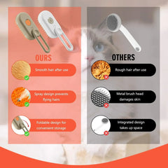 "3-in-1 cat steam brush with 360° rotating handle for hair removal and massage"