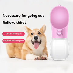 Portable pet travel water bottle with leak-proof design for outdoor adventures.