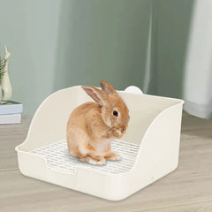 PP plastic rabbit litter box in rectangular shape, ideal for small animals like chinchillas and bunnies, designed for easy cleaning.