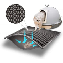 "EVA double layer cat litter mat with honeycomb design for trapping litter"
