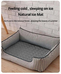"Grey ice silk cooling pad for small pets, ideal for summer comfort"
