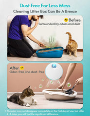 Smart cat odor purifier designed for litter boxes, featuring deodorizing and air purification technology to keep your home smelling fresh.