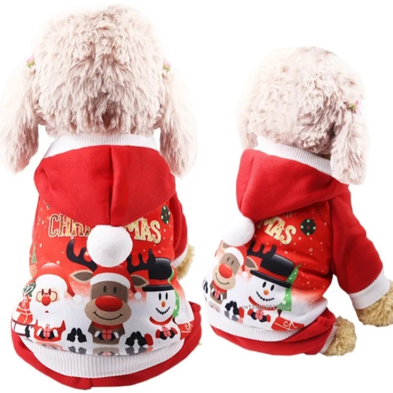 "Christmas pet coat hoodie for small dogs and cats, winter outfit for Chihuahuas and Yorkies"