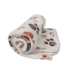 Soft fluffy pet blanket with cartoon design for cats and dogs.