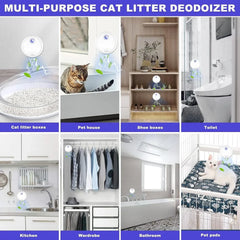 Smart cat odor purifier designed for litter boxes, featuring deodorizing and air purification technology to keep your home smelling fresh.