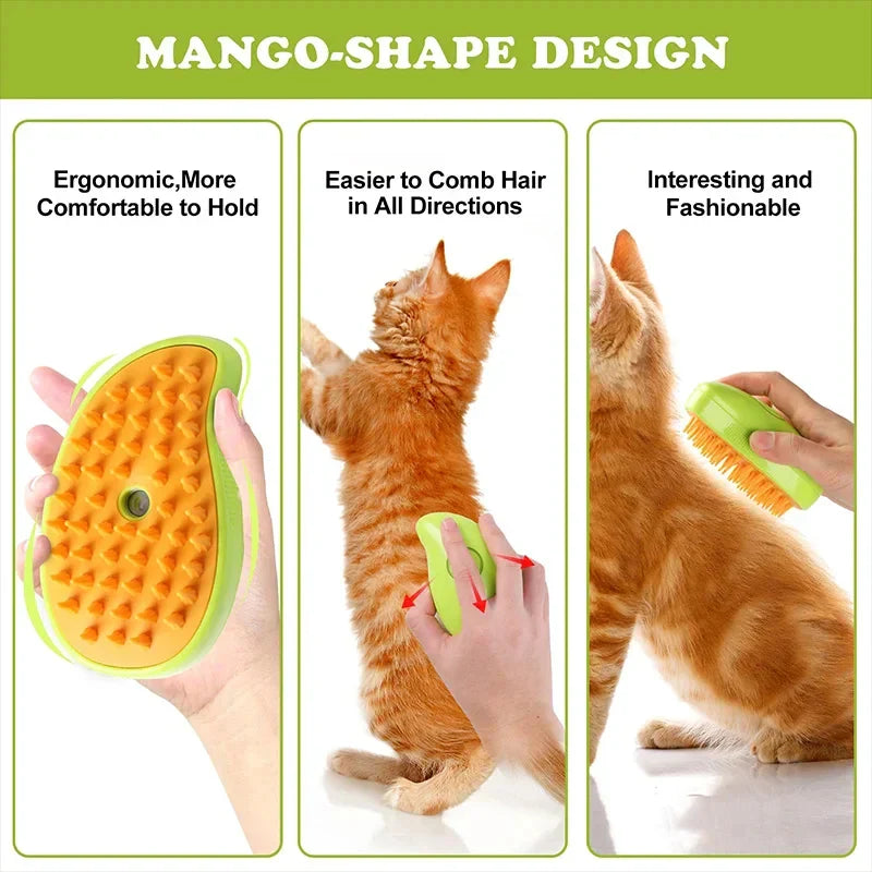 "Electric pet grooming brush with soft silicone bristles and water spray for cats"water spray & silicone bristles