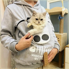 kangaroo pocket & animal ear pullover Cat lovers hoodie with kangaroo pocket and animal ears, designed for cuddling pets, offering comfort and style for pet owners.