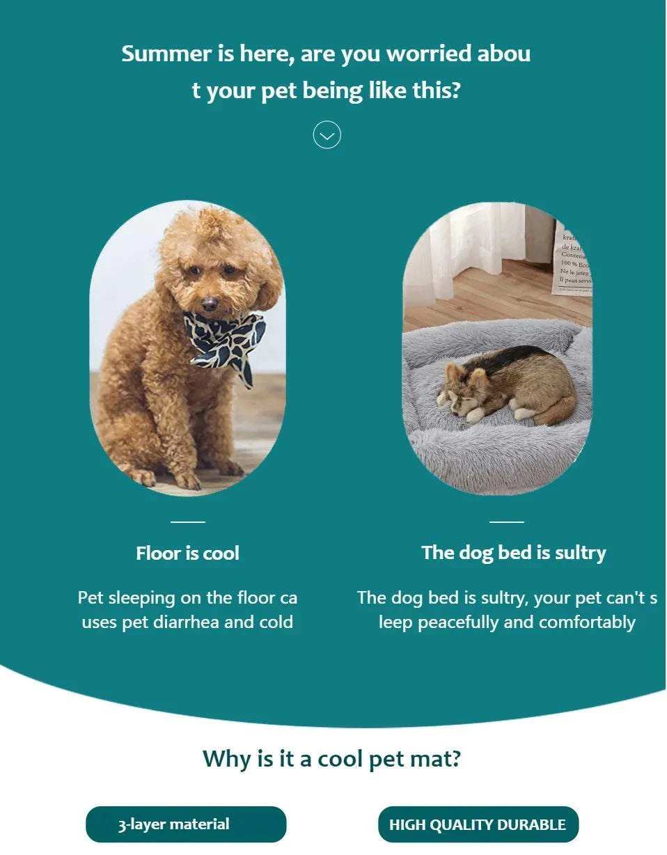 Extra large dog cooling mat for summer comfort, portable and durable.