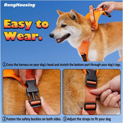 Dog Harness and Retractable Leash Set with adjustable, breathable design and anti-burst safety features.