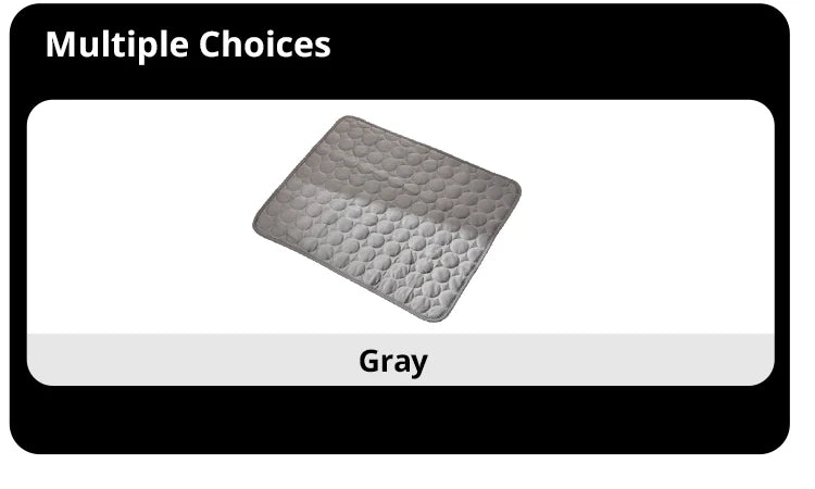 "Grey ice silk cooling pad for small pets, ideal for summer comfort"