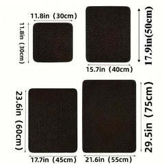 Multiple sizes of the Cat Waterproof Litter Trapping Mat with measurements in inches and centimeters displayed.
