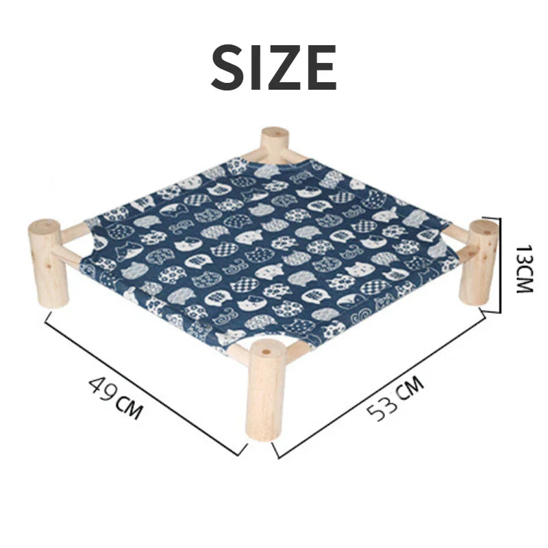 "Detachable raised cat hammock bed with moisture-proof washable mat, ideal for cats and small dogs"
