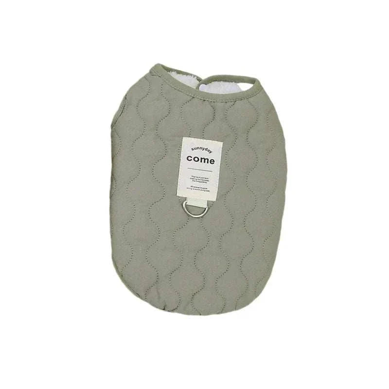 Winter pet dog vest jacket for small medium dogs and cats, warm cotton clothes, Yorkie, Chihuahua, Maltese bulldog coat, solid green.