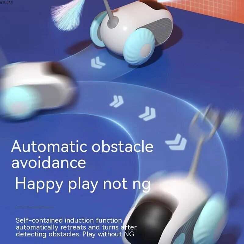 Wireless remote control electric cat toy with gravity sports car design and interactive teasing stick for active play.