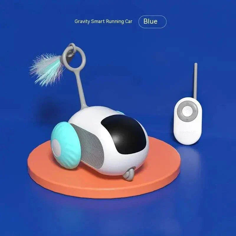 Wireless remote control electric cat toy with gravity sports car design and interactive teasing stick, ideal for active play and exercise.