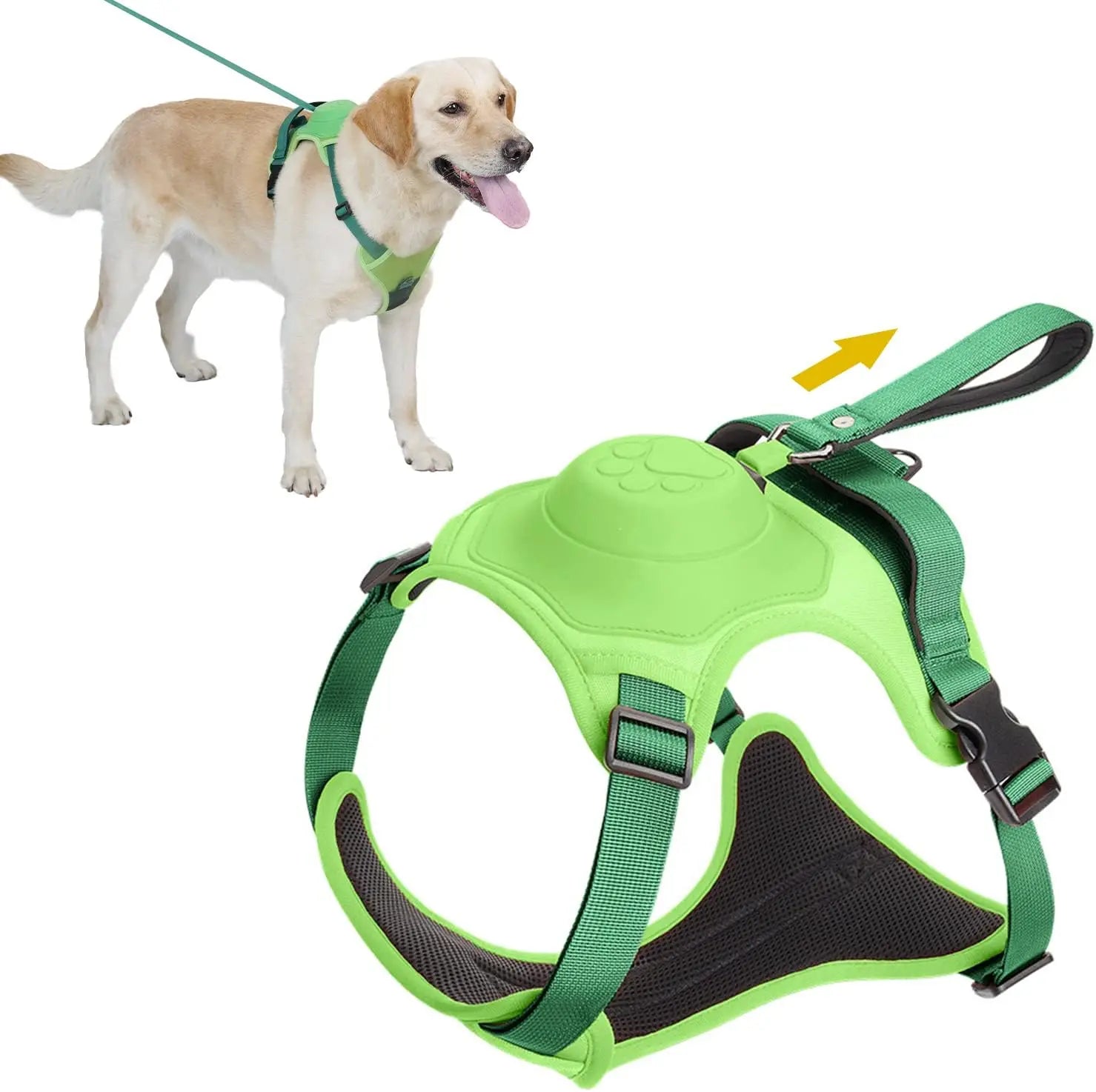 Dog Harness and Retractable Leash Set with adjustable, breathable design and anti-burst safety features.
