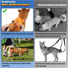 Dog Harness and Retractable Leash Set with adjustable, breathable design and anti-burst safety features.