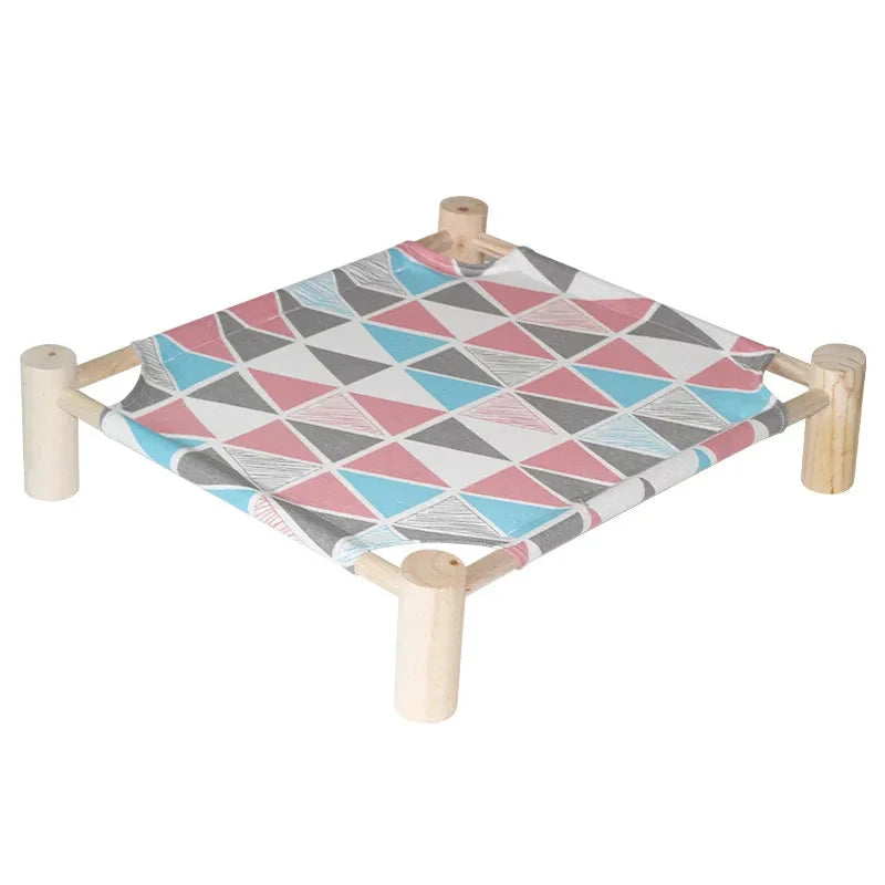 "Detachable raised cat hammock bed with moisture-proof washable mat, ideal for cats and small dogs"