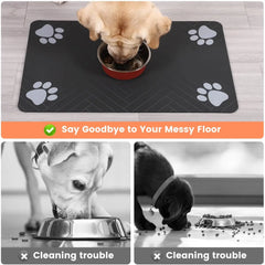 protect Absorbent pet feeding mat with waterproof rubber backing, designed for food and water bowls for dogs and cats, featuring a quick-dry surface.