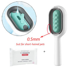 "Double-sided pet hair removal brush for cats and dogs with grooming wipes"