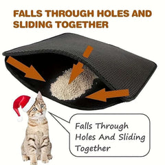 Cat waterproof litter trapping mat with double layer, non-slip backing, and washable features.