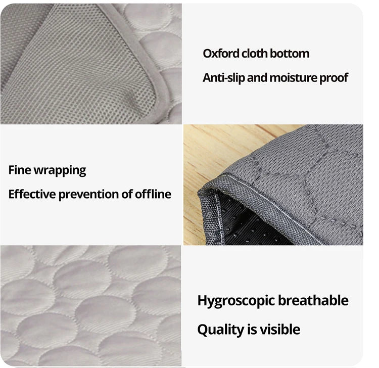 Grey Ice Silk Cooling Pad for Pets | Breathable & Washable Summer Mat - SHAPPYDAY