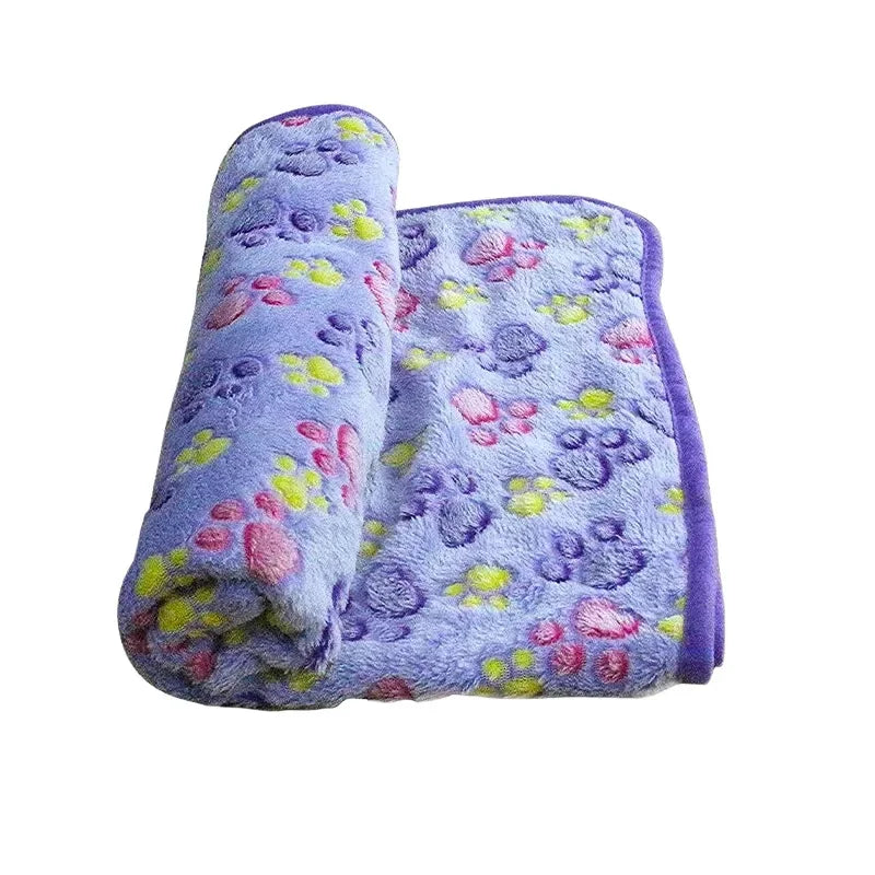 Soft fluffy cartoon pet blanket for cats and dogs, cozy and warm mat with playful design.