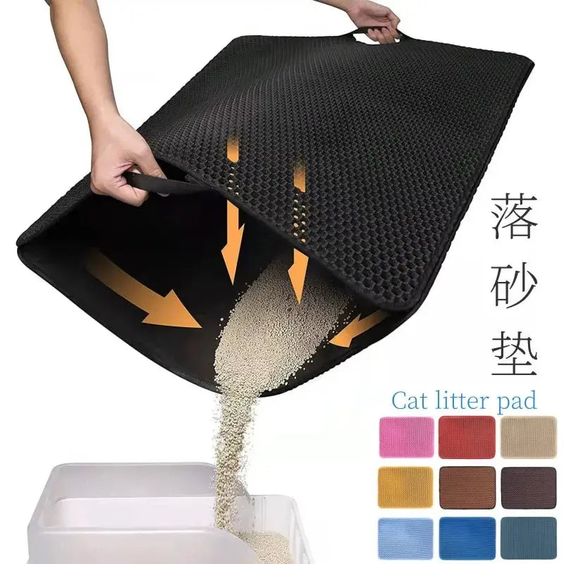 "EVA double layer cat litter mat with honeycomb design for trapping litter"