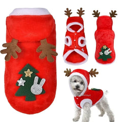 "Christmas pet coat hoodie for small dogs and cats, winter outfit for Chihuahuas and Yorkies"