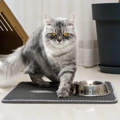 "Waterproof double layer cat litter mat with non-slip and easy-to-clean design"