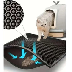 Cat waterproof litter trapping mat with double layer design, non-slip, easy to clean.